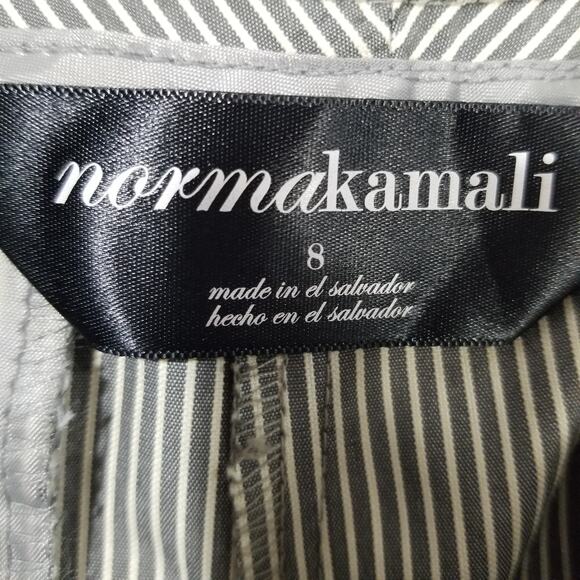 Norma Kamali Pants 8 Black Straw Stripe Crop Ankle Flat Front - Picture 6 of 12